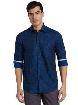 ColorPlus - Men Regular Fit Cotton Woven Navy Blue Casual Shirt