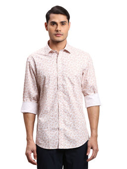 ColorPlus - Men Regular Fit Cotton Floral Off White Casual Shirt