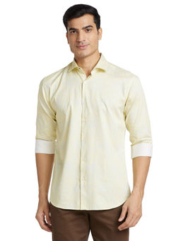 Park Avenue - Men Slim Fit Cotton Printed Yellow Casual Shirt