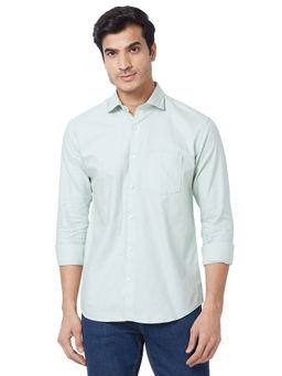 Park Avenue - Men Slim Fit Cotton Solid Green Casual Shirt