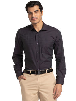 Park Avenue - Men Regular Fit Cotton Self Design Purple Formal Shirt