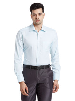 Park Avenue - Men Comfortable Fit Cotton Stripes Blue Formal Shirt