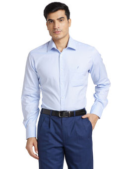 Park Avenue - Men Comfortable Fit Cotton Self Design Blue Formal Shirt