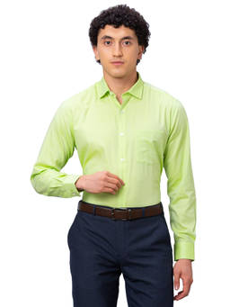 Park Avenue - Men Regular Fit Cotton Solid Green Formal Shirt