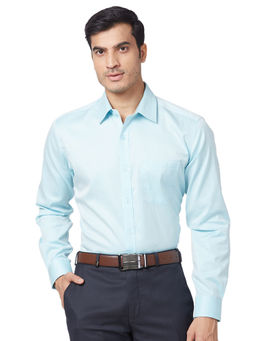 Park Avenue - Men Regular Fit Cotton Solid Blue Formal Shirt