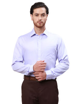 Park Avenue - Men Regular Fit Cotton Solid Blue Formal Shirt