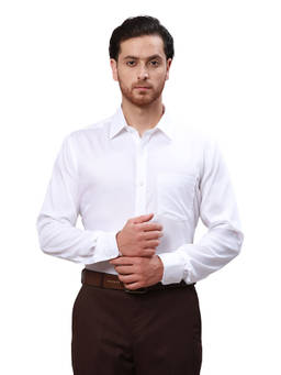 Park Avenue - Men Regular Fit Cotton Solid White Formal Shirt