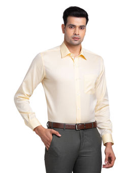 Park Avenue - Men Regular Fit Cotton Solid Yellow Formal Shirt