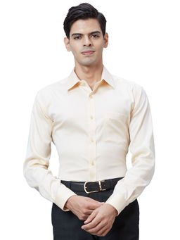 Park Avenue - Men Regular Fit Cotton Solid Beige Formal Shirt