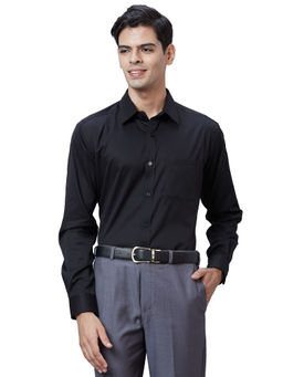 Park Avenue - Men Regular Fit Cotton Solid Black Formal Shirt