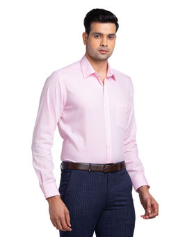 Park Avenue - Men Regular Fit Cotton Self Design Pink Formal Shirt