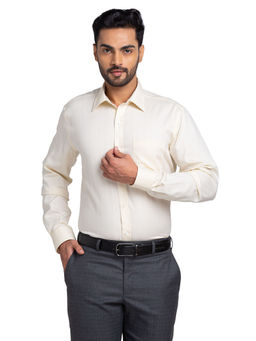 Park Avenue - Men Regular Fit Cotton Stripes Yellow Formal Shirt