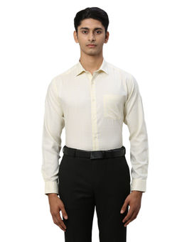 Park Avenue - Men Regular Fit Cotton Checks Yellow Formal Shirt