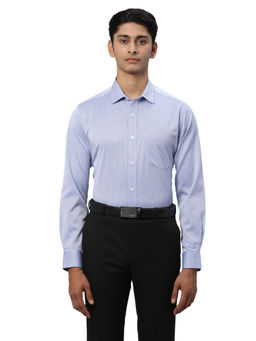 Park Avenue - Men Regular Fit Cotton Self Design Blue Formal Shirt
