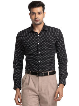 Park Avenue - Men Slim Fit Cotton Printed Black Formal Shirt