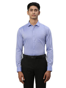 Park Avenue - Men Slim Fit Cotton Self Design Blue Formal Shirt