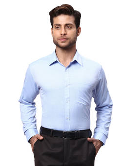 Park Avenue - Men Slim Fit Blended Fabric Checks Blue Formal Shirt