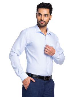 Park Avenue - Men Slim Fit Cotton Checks Blue Formal Shirt