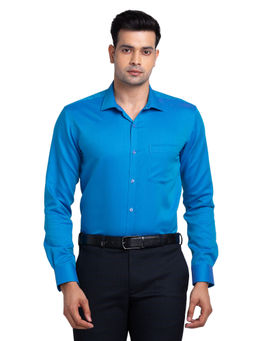 Park Avenue - Men Slim Fit Cotton Solid Blue Formal Shirt