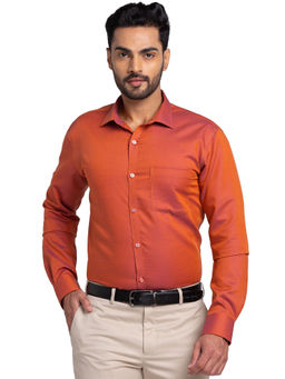 Park Avenue - Men Slim Fit Cotton Solid Orange Formal Shirt