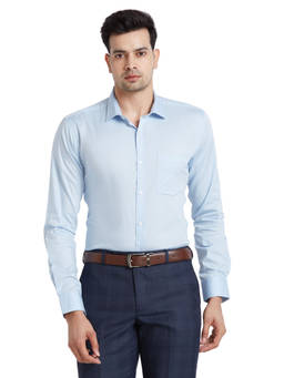Park Avenue - Men Slim Fit Cotton Solid Blue Formal Shirt