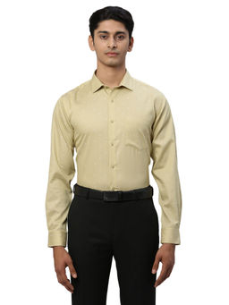 Park Avenue - Men Slim Fit Cotton Printed Beige Formal Shirt