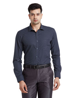 Park Avenue - Men Slim Fit Blended Fabric Printed Black Formal Shirt