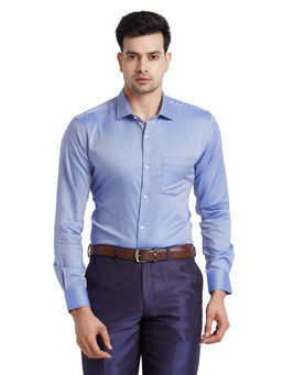 Park Avenue - Men Slim Fit Cotton Checks Blue Formal Shirt