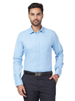 Park Avenue - Men Slim Fit Blended Fabric Checks Blue Formal Shirt