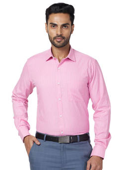 Park Avenue - Men Slim Fit Blended Fabric Stripes Pink Formal Shirt