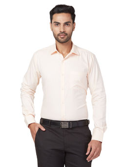 Park Avenue - Men Slim Fit Blended Fabric Solid Peach Formal Shirt