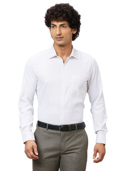 Park Avenue - Men Slim Fit Blended Fabric Printed White Formal Shirt