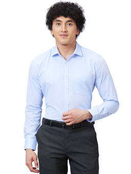 Park Avenue - Men Slim Fit Cotton Solid Blue Formal Shirt