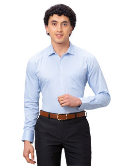 Park Avenue - Men Slim Fit Cotton Checks Blue Formal Shirt