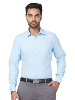 Park Avenue - Men Slim Fit Blended Fabric Checks Blue Formal Shirt