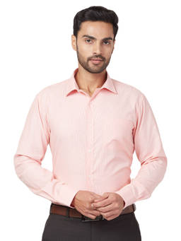 Park Avenue - Men Slim Fit Blended Fabric Stripes Orange Formal Shirt
