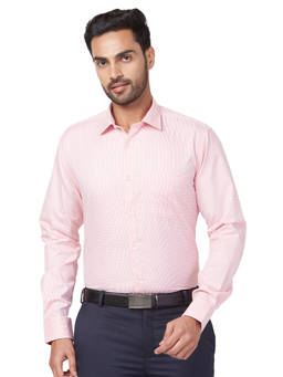 Park Avenue - Men Slim Fit Blended Fabric Checks Pink Formal Shirt