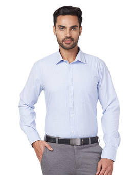 Park Avenue - Men Slim Fit Blended Fabric Checks Blue Formal Shirt