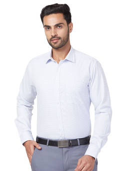 Park Avenue - Men Slim Fit Blended Fabric Checks Blue Formal Shirt