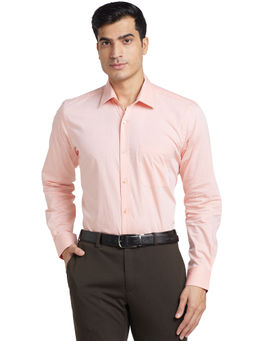 Raymond - Men Comfortable Fit Cotton Solid Peach Formal Shirt