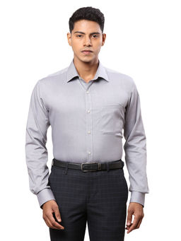 Raymond - Men Comfortable Fit Cotton Solid Grey Formal Shirt