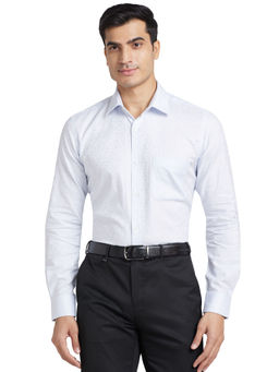 Raymond - Men Comfortable Fit Cotton Woven Blue Formal Shirt