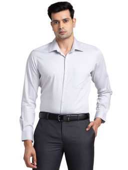 Raymond - Men Comfortable Fit Blended Fabric Solid Grey Formal Shirt