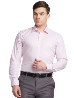 Raymond - Men Comfortable Fit Cotton Checks Pink Formal Shirt