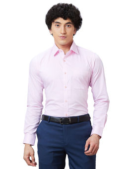 Raymond - Men Slim Fit Cotton Checks Pink Formal Shirt