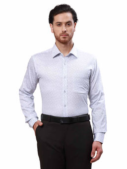 Raymond - Men Slim Fit Cotton Floral Blue Formal Shirt
