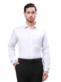 Raymond - Men Slim Fit Cotton Floral Grey Formal Shirt