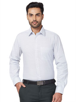 Raymond - Men Slim Fit Cotton Printed White Formal Shirt