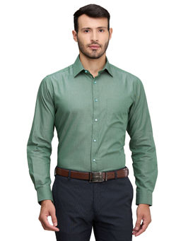 Raymond - Men Slim Fit Cotton Solid Green Formal Shirt