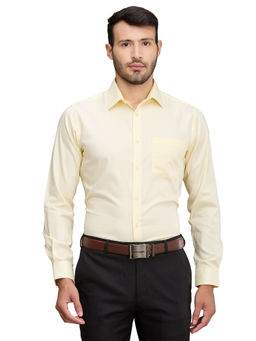 Raymond - Men Slim Fit Cotton Solid Yellow Formal Shirt